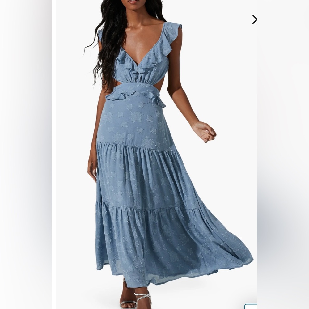 New with tags, never worn - ASTR The Label Ruffle Cutout Maxi Dress, size medium